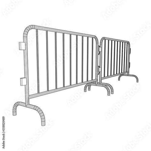 Police riot fence. Wireframe low poly mesh vector illustration.