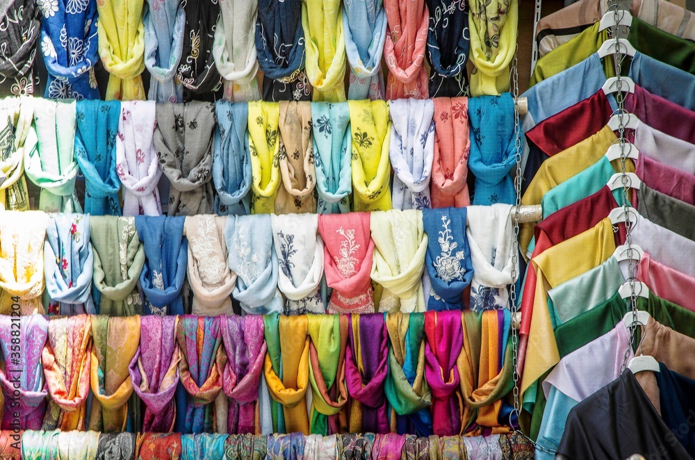 colorful bags in a market