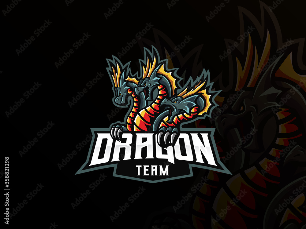 Dragon mascot sport logo design