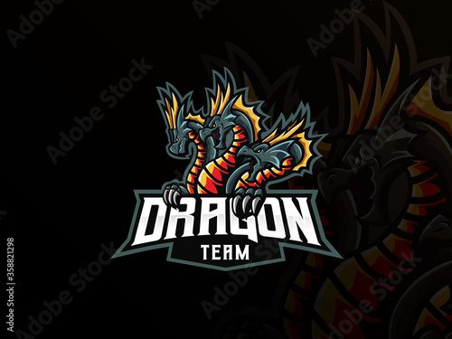 Dragon mascot sport logo design