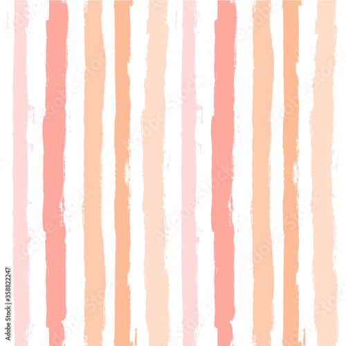 Hand drawn striped pattern, pink, orange and green girly stripe seamless background, childish pastel brush strokes. vector grunge stripes, cute baby paintbrush line backdrop