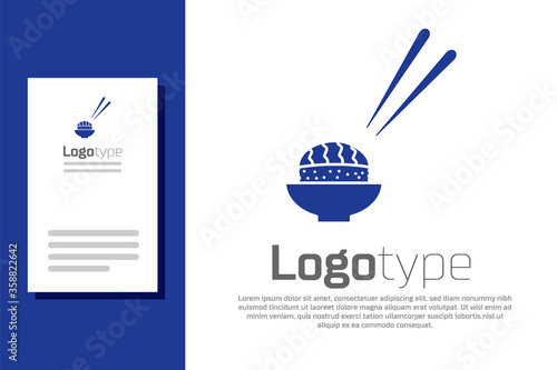 Blue Sushi icon isolated on white background. Traditional Japanese food. Logo design template element. Vector.
