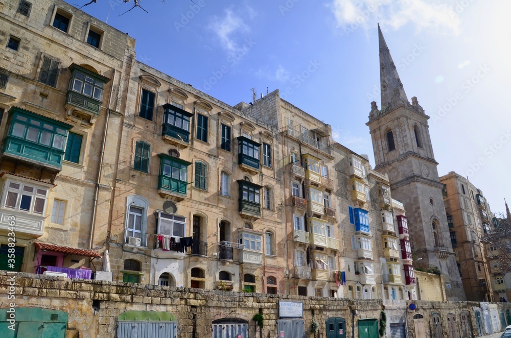 The medieval limestone city of Valletta, Malta