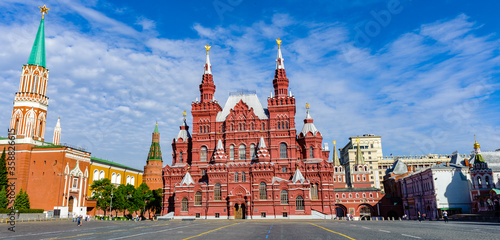 It's Red Square, State Historical Museum, St. Nicholas Tower. Moscow, Russian Federation