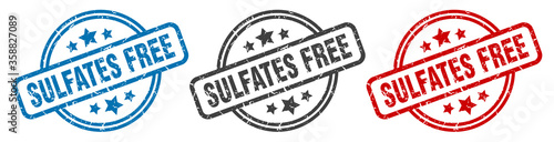 sulfates free stamp. sulfates free round isolated sign. sulfates free label set