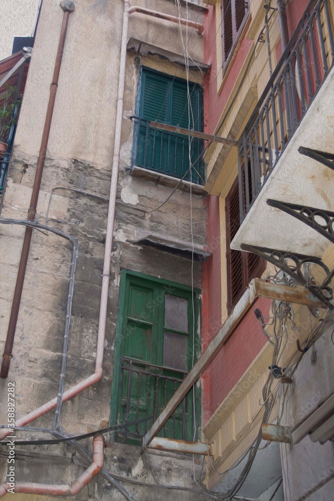 old abandoned building missing stairs to entrance old abandoned building missing stairs to entrance