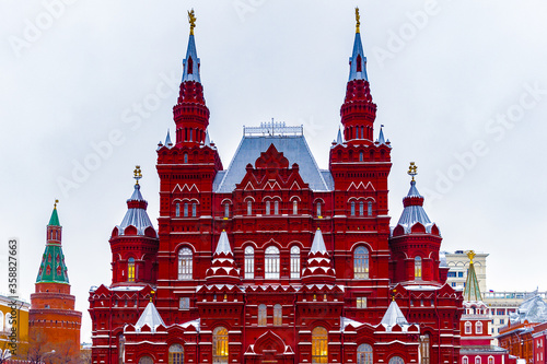It's State historical museum on the Red Square in Moscow, Russia