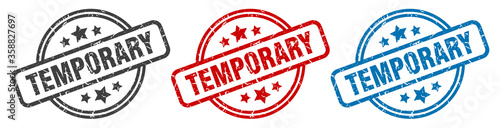 temporary stamp. temporary round isolated sign. temporary label set
