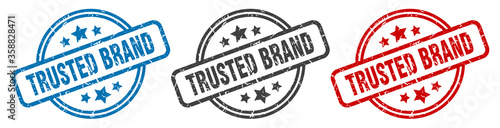 trusted brand stamp. trusted brand round isolated sign. trusted brand label set