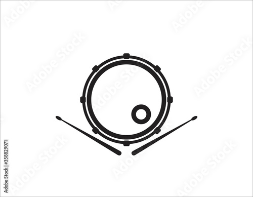 Drum icon in flat circle isolated on white background illustration for web