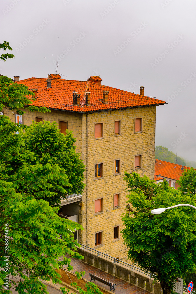 Obraz premium Architecure of San Marino, Historic Centre and Mount Titano are the UNESCO World Heritage since 2008