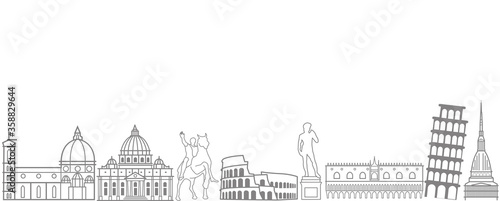 Travel Italy- Skyline of Popular landmarks and sculpture of Italy- Tourist attractions in Italy