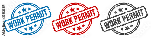 work permit stamp. work permit round isolated sign. work permit label set