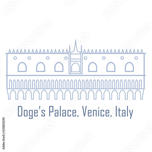 Doges palace Venice Italy Venetian Gothic style Architectural doodle