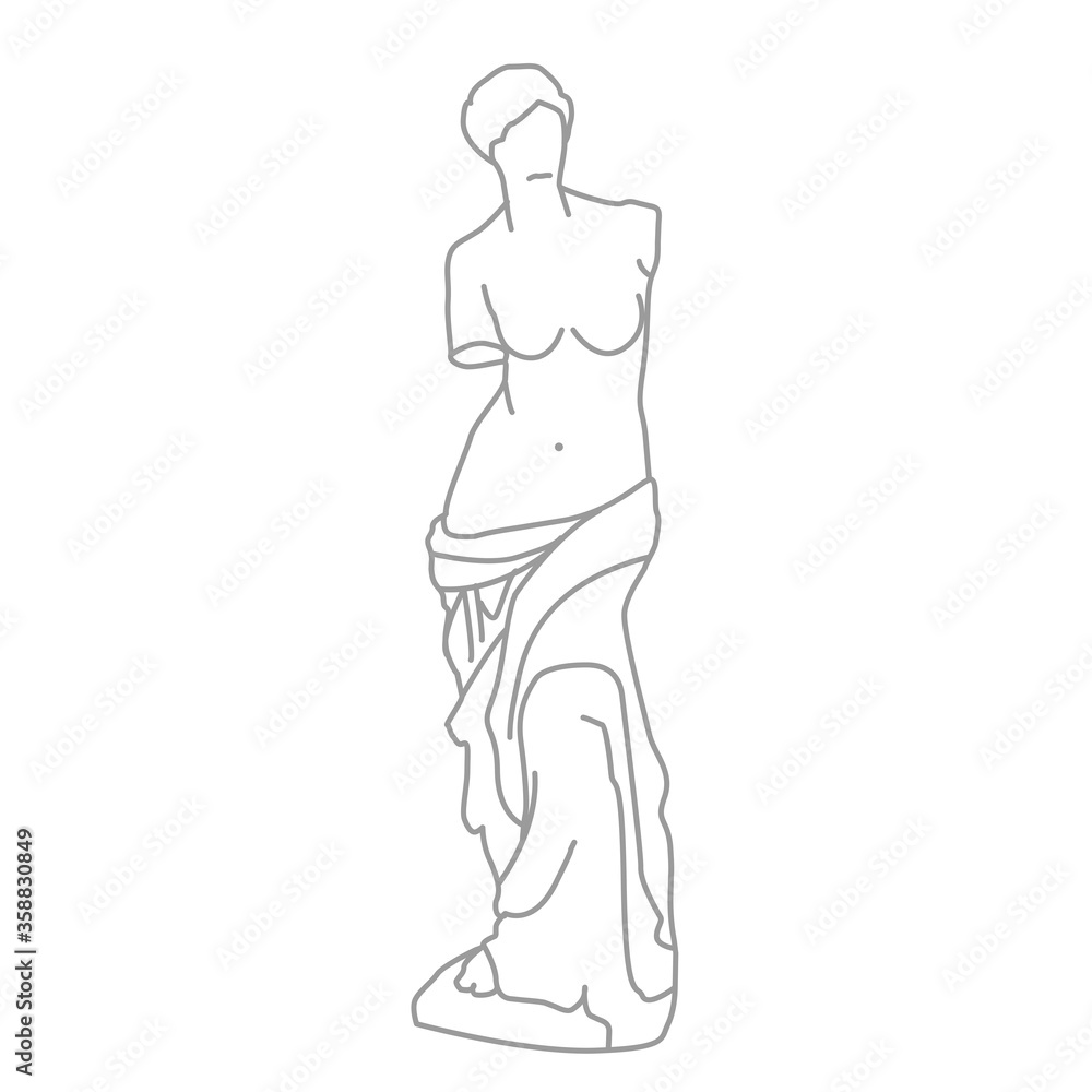 Venus de Milo ancient Greek sculpture from the Hellenistic period in France Paris doodle