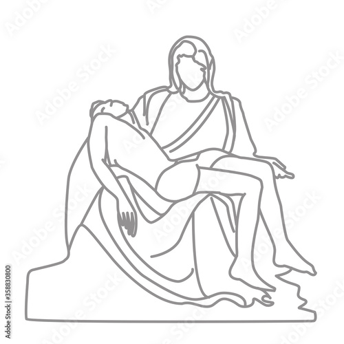 Pieta sculpture by Michelangelo located at Saint Peters Basilica. This famous work of art depicts the body of Jesus on the lap of his mother Mary after the Crucifixion.