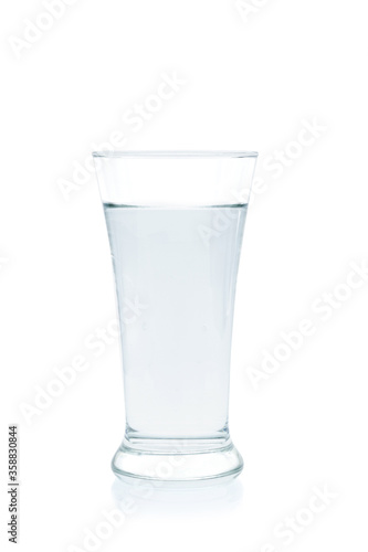 Water in a glass on white background
