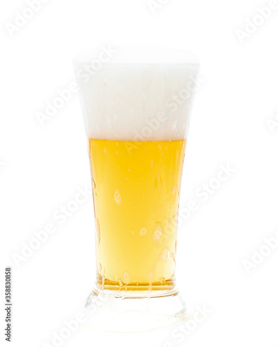 Beer in a glass on white background