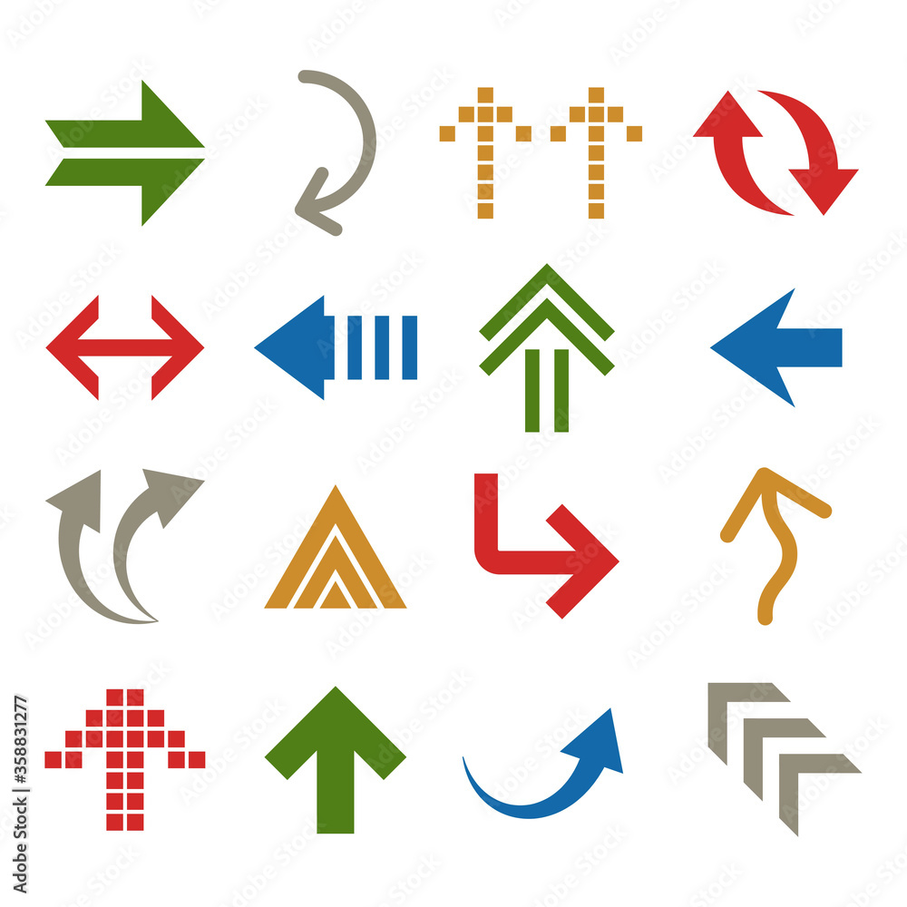 Set of vector flat arrows. Set of vector flat arrows.