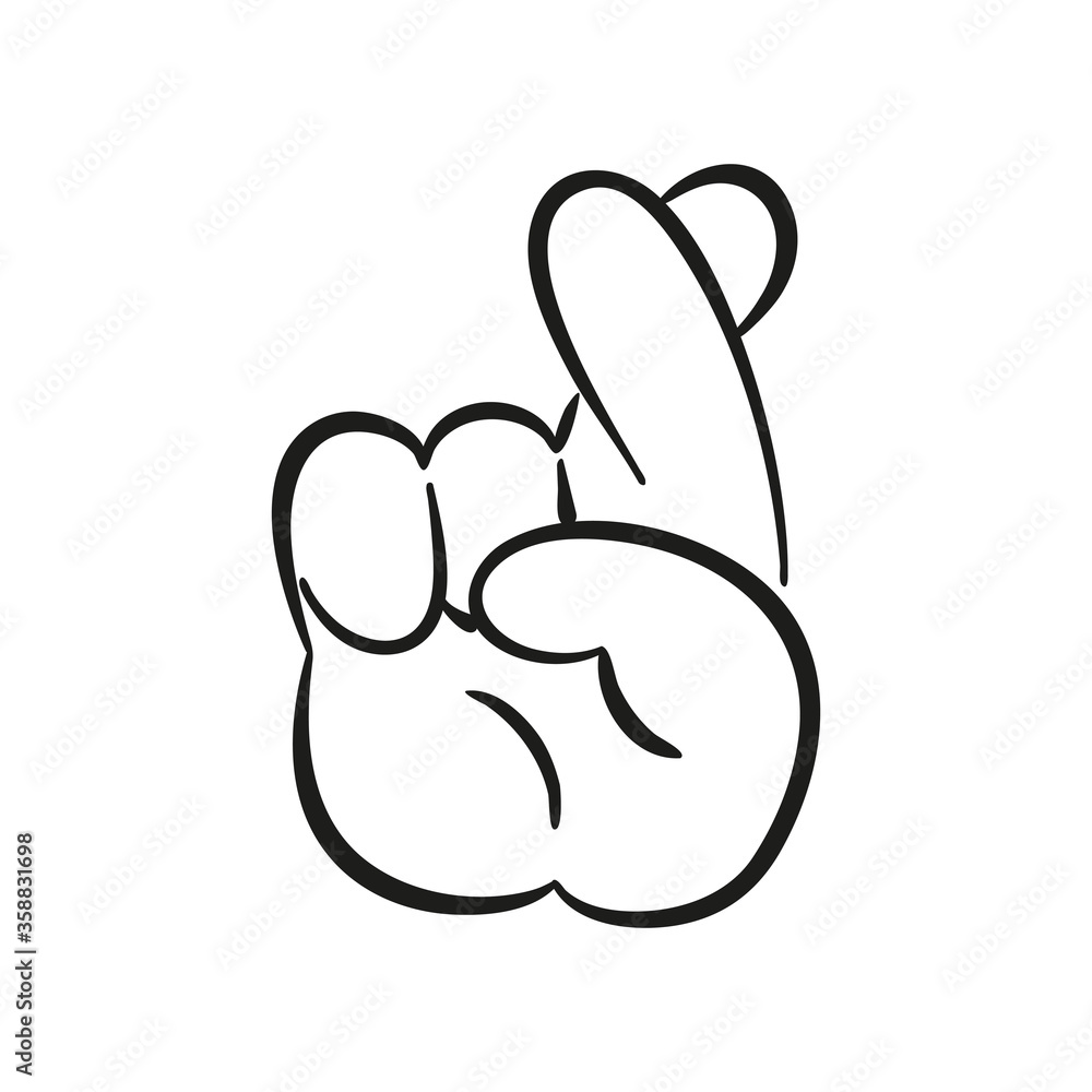 Lie or on luck cartoon gesture with two fingers crossed. Lie or on luck cartoon gesture with two fingers crossed.