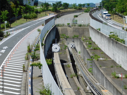 跨座式モノレール終点の車止め(大阪モノレール彩都線の彩都西駅付近で撮影)