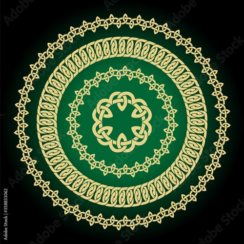 Vector Set of round celtic knots frames. Traditional medieval frame pattern. Scandinavian or Celtic ornament as border. Medieval decor