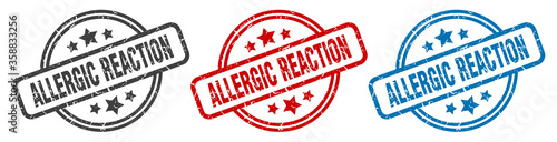 allergic reaction stamp. allergic reaction round isolated sign. allergic reaction label set