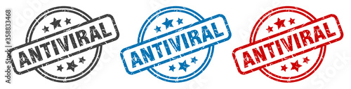 antiviral stamp. antiviral round isolated sign. antiviral label set