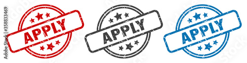 apply stamp. apply round isolated sign. apply label set