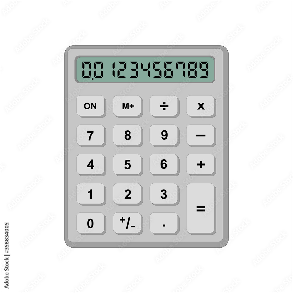 Flat calculator icon with numbers on screen. Vector illustration Flat calculator icon with numbers on screen. Vector illustration