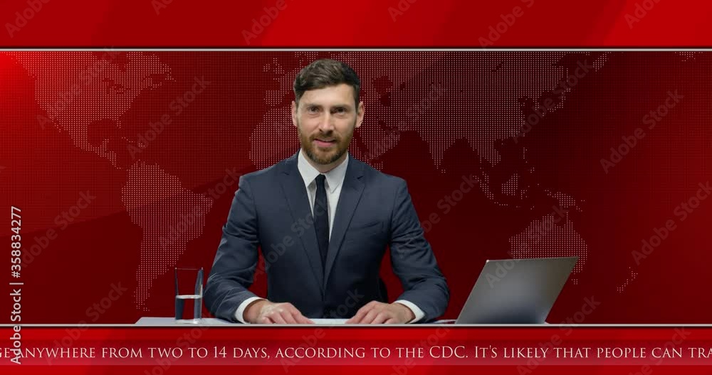 Video Stock Caucasian handsome young man reporter in glasses, suit and