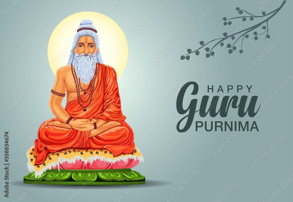 Creative vector Illustration for the Day Of Honoring Celebration Guru Purnima. - obrazy, fototapety, plakaty 