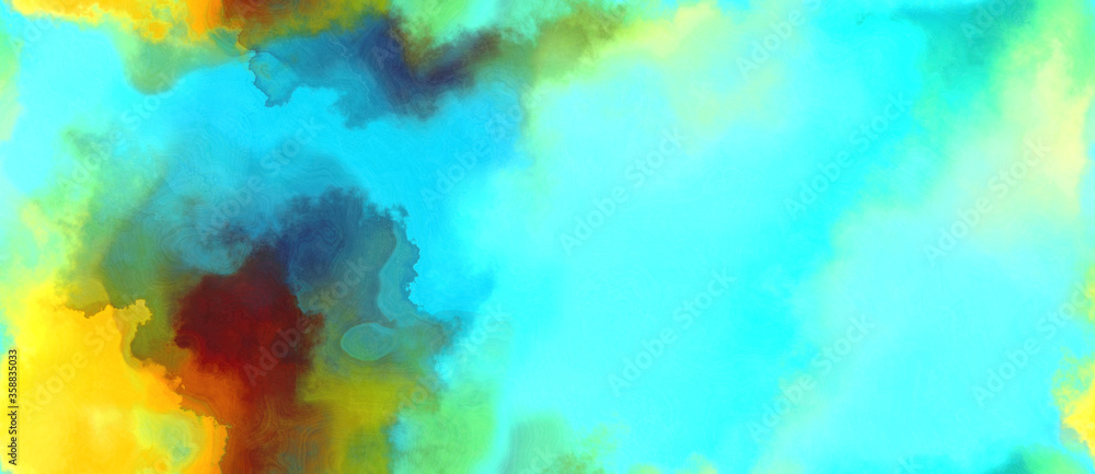 abstract watercolor background with watercolor paint with aqua marine, dark olive green and khaki colors