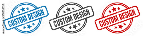 custom design stamp. custom design round isolated sign. custom design label set photo