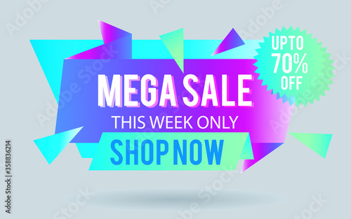  sale banner mega sale this week only -70 shop now origami style sale banner