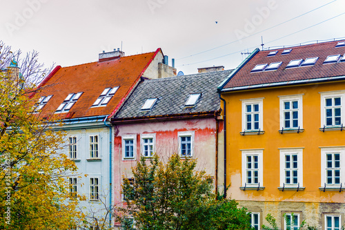 Houses of different colors in Bratislava, Slovakia