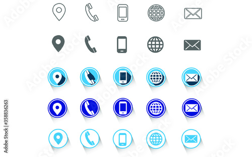 5 different contact information web icon all 25 icons in vector format