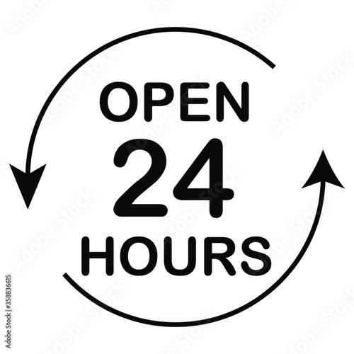 open 24 hours sign icon in vector.