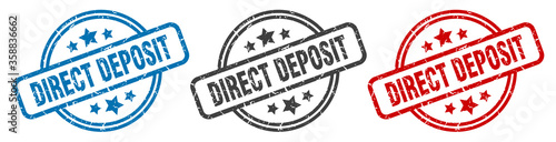 direct deposit stamp. direct deposit round isolated sign. direct deposit label set