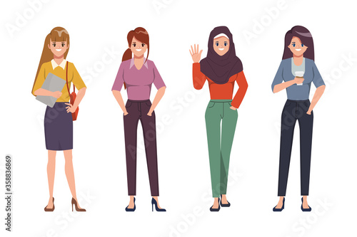 Group of business woman character design.