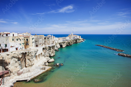 Fototapeta Naklejka Na Ścianę i Meble -  View of Vieste town, Gargano, Puglia, Italy. Travel, tourist destination, vacations concept