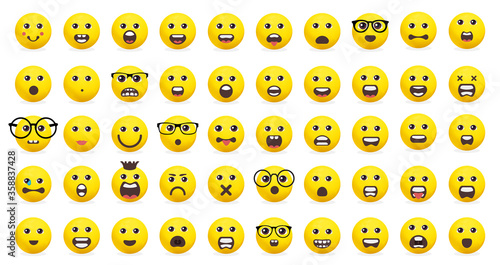 Set of Emoticons. Set of Emoji. Isolated vector illustration on white background