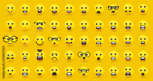 Set of Emoticons. Set of Emoji. Isolated vector illustration on white background