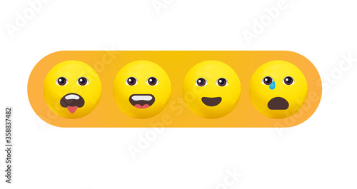 Set of Emoticons. Set of Emoji. Isolated vector illustration on white background