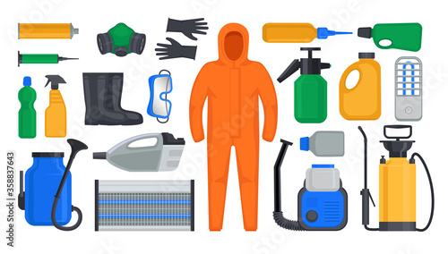 Set the exterminator: personal protection, disinsect, motor powder and hand pump sprayers, cold fog generator, means for destruction of insects, UV anti-mosquito lamp. Pest control services.