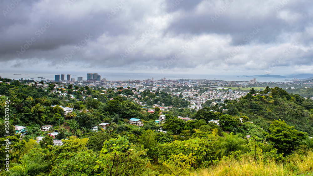 It's Panoramic view of Port of Spain, Trinidad and Tobago