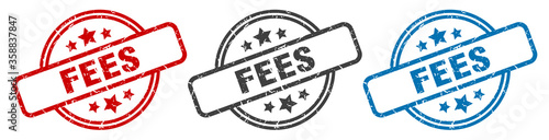 fees stamp. fees round isolated sign. fees label set