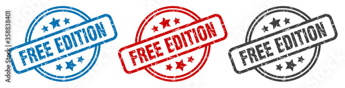 free edition stamp. free edition round isolated sign. free edition label set