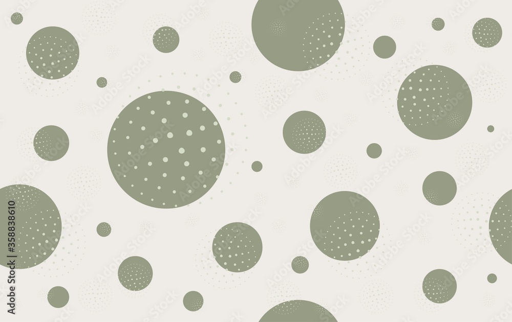 Abstract circles and dots pattern, green, on gray background, isolated, stock vector illustration, for design decoration, print, fabric, packaging, banner, poster, card Abstract circles and dots pattern, green, on gray background, isolated, stock vector illustration, for design decoration, print, fabric, packaging, banner, poster, card