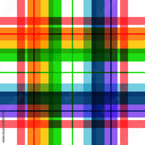 Rainbow plaid vector background. The pattern for textiles. Background for food. Chequered.